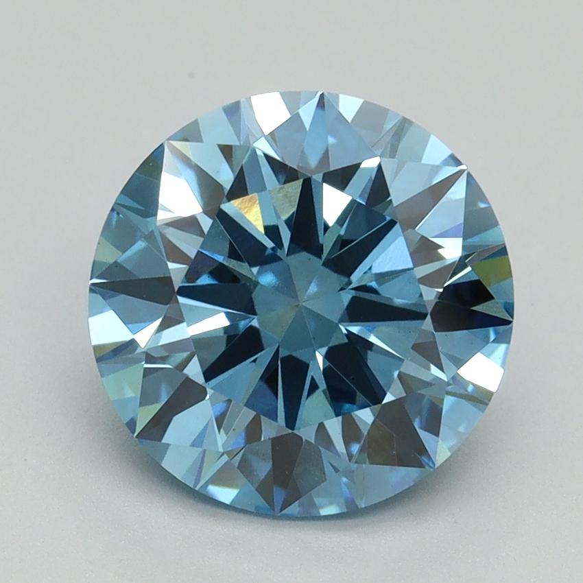 3.13 Ct. Fancy Vivid Blue Round Lab Grown Diamond