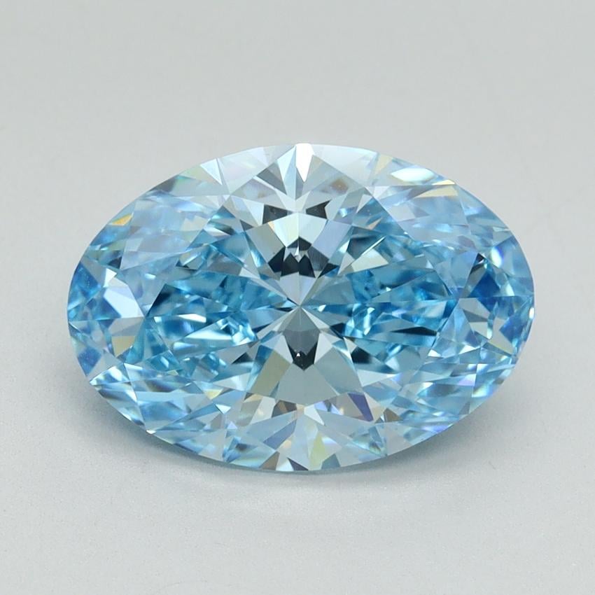 3.08 Ct. Fancy Vivid Blue Oval Lab Grown Diamond