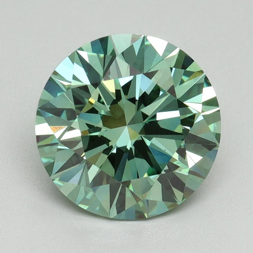 3.15 Ct. Fancy Vivid Green Round Lab Grown Diamond