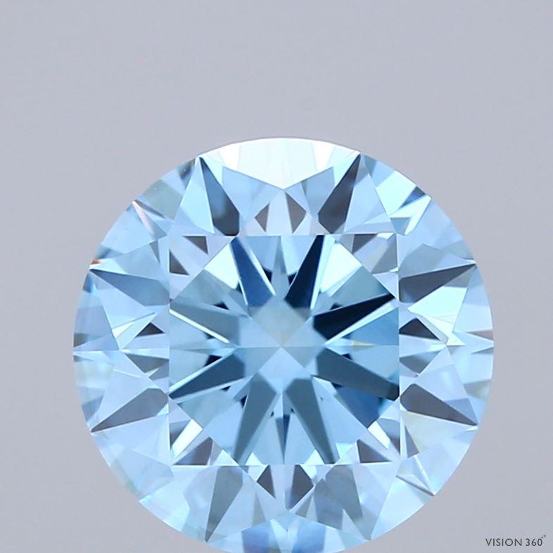 3.09 Ct. Fancy Vivid Blue Round Lab Grown Diamond