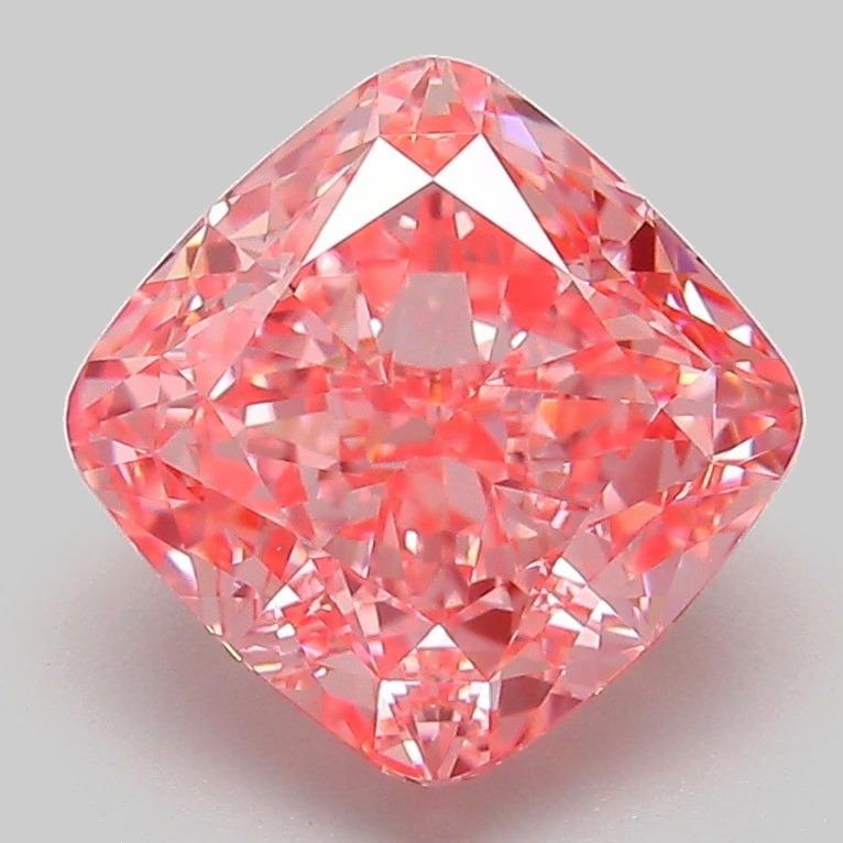 3.06 Ct. Fancy Vivid Pink Cushion Lab Grown Diamond