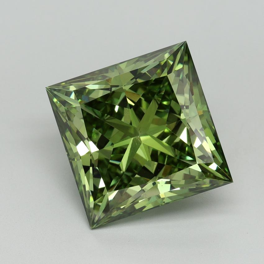 10.09 Ct. Fancy Vivid Green Princess Lab Grown Diamond