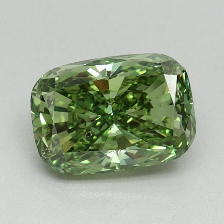 1.04 Ct. Fancy Vivid Green Cushion Lab Grown Diamond