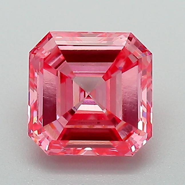 1.19 Ct. Fancy Vivid Pink Asscher Lab Grown Diamond
