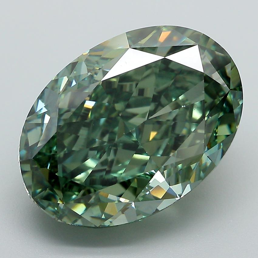 10.81 Ct. Fancy Vivid  Green Oval Lab Grown Diamond
