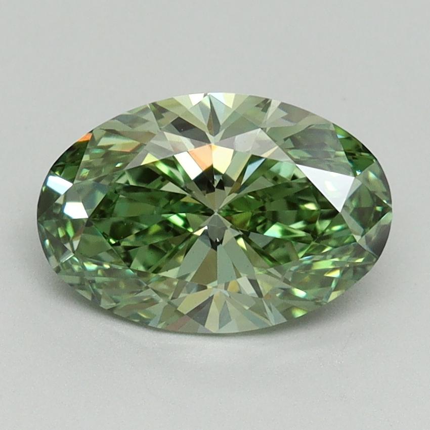 1.58 Ct. Fancy Vivid Green Oval Lab Grown Diamond