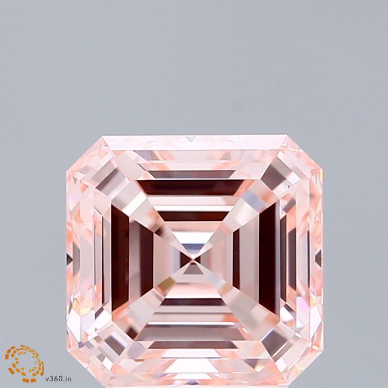 3.04 Ct. Fancy Intense Pink Asscher Lab Grown Diamond