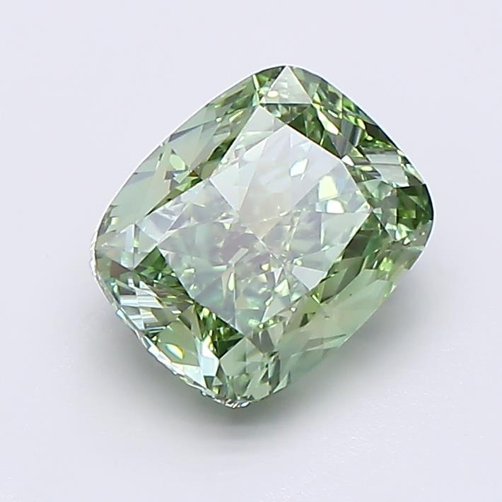 2.02 Ct. Fancy Vivid  Green Cushion Lab Grown Diamond