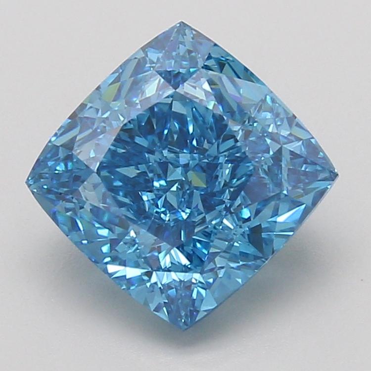 4.01 Ct. Fancy Vivid Blue Cushion Lab Grown Diamond