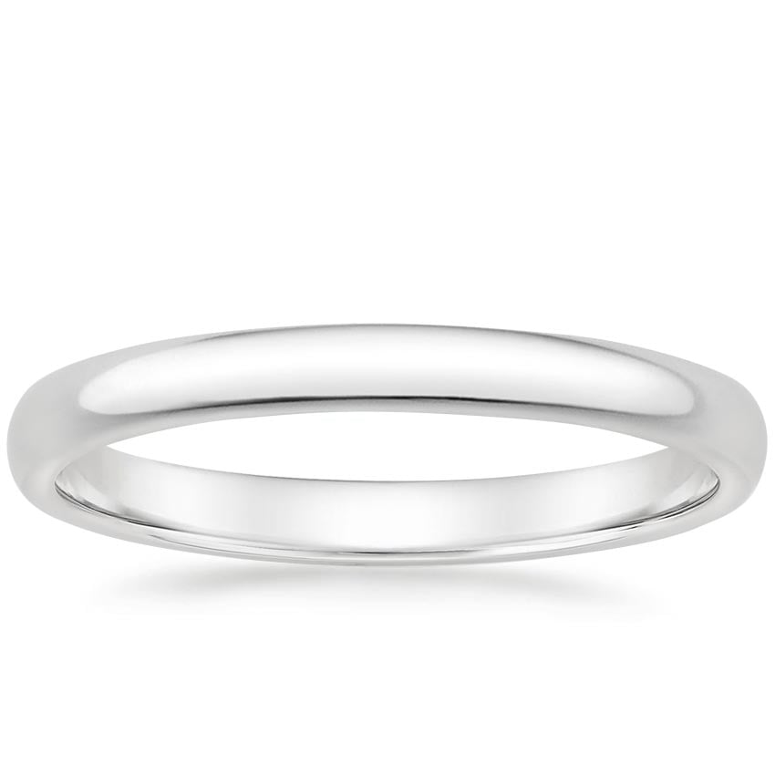 18K White Gold 2mm Slim Profile Wedding Ring, large top view