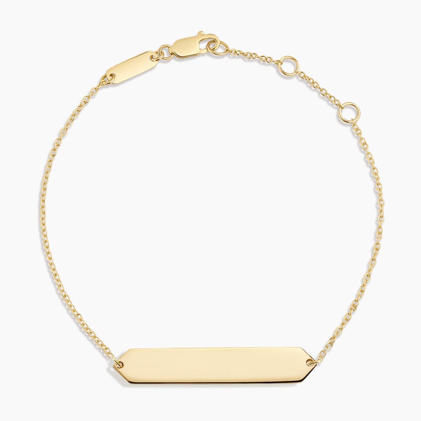 14K Yellow Gold Engravable Bar Bracelet