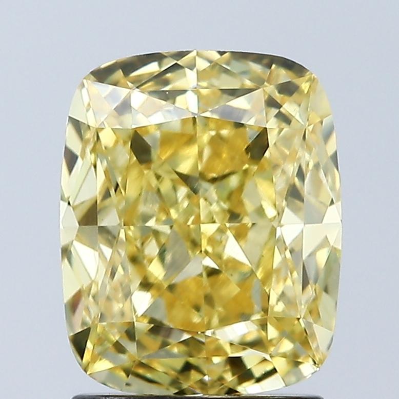 2.07 Ct. Fancy Vivid Yellow Cushion Lab Grown Diamond