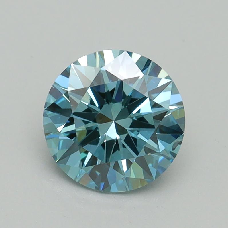 1.06 Ct. Fancy Vivid Greenish Blue Round Lab Grown Diamond