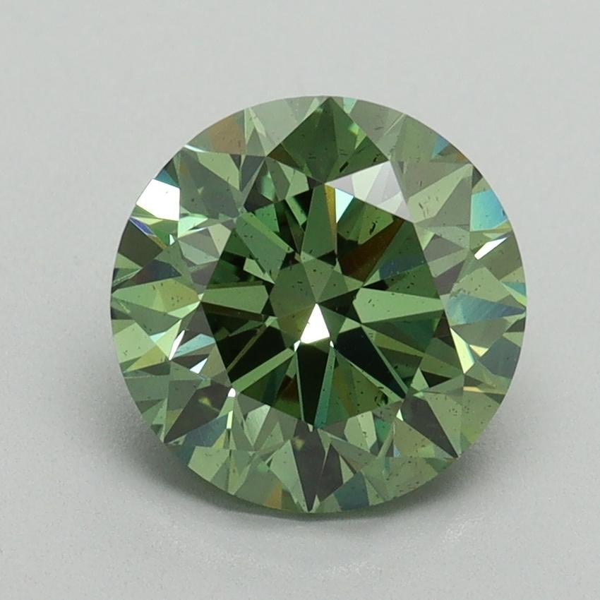 2.07 Ct. Fancy Vivid Green Round Lab Grown Diamond