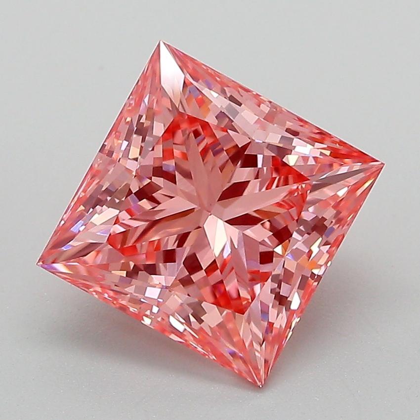 3.07 Ct. Fancy Vivid Pink Princess Lab Grown Diamond