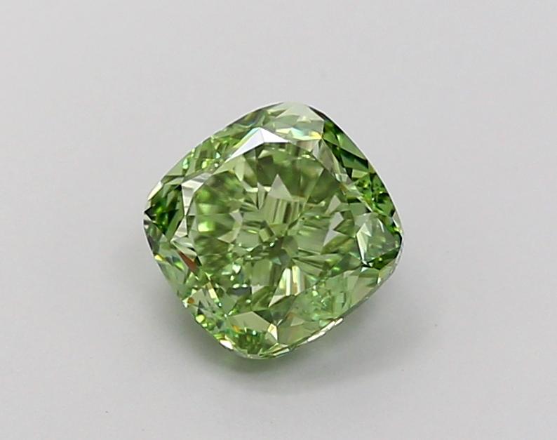 1.45 Ct. Fancy Vivid Green Cushion Lab Grown Diamond