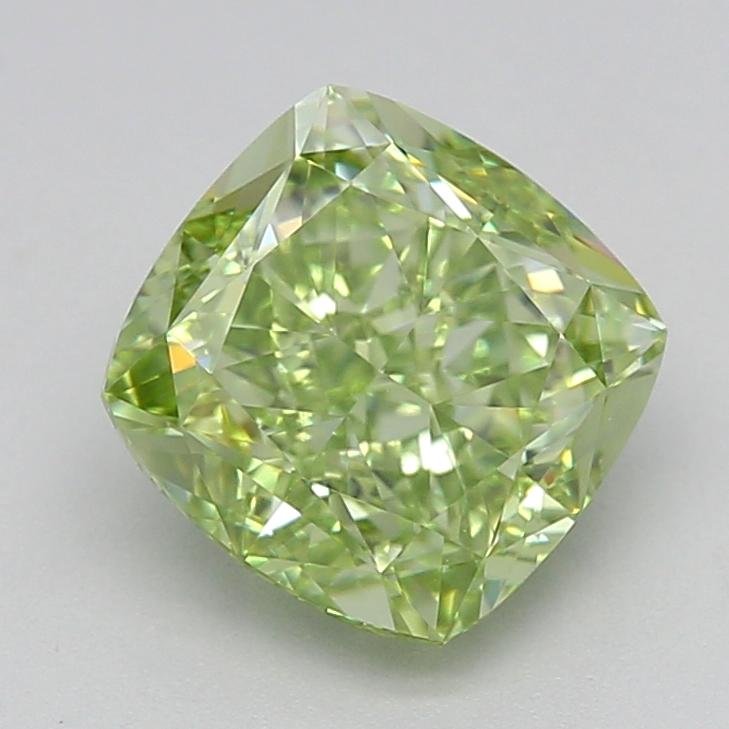 2.07 Ct. Fancy Vivid  Green Cushion Lab Grown Diamond