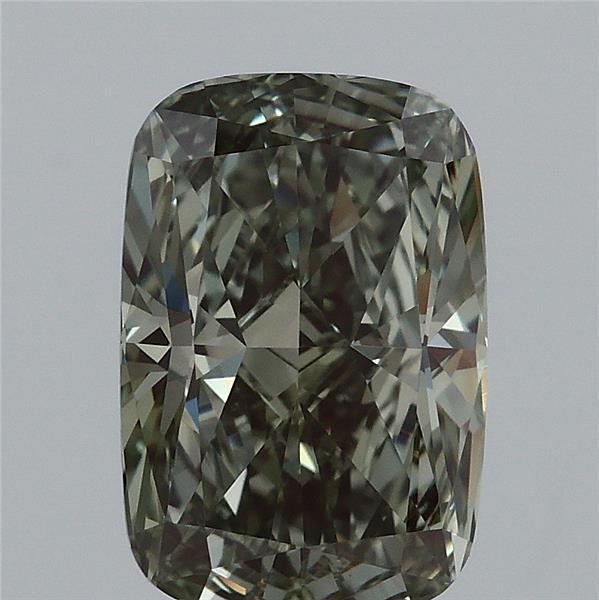 2.51 Ct. Fancy Vivid  Green Cushion Lab Grown Diamond