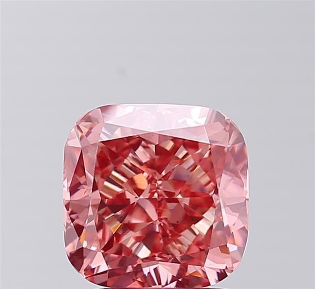 3.06 Ct. Fancy Vivid  Pink Cushion Lab Grown Diamond