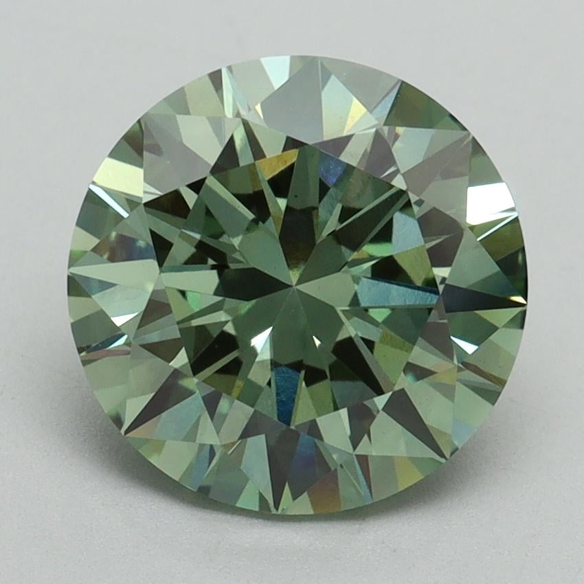 3.01 Ct. Fancy Vivid Green Round Lab Grown Diamond