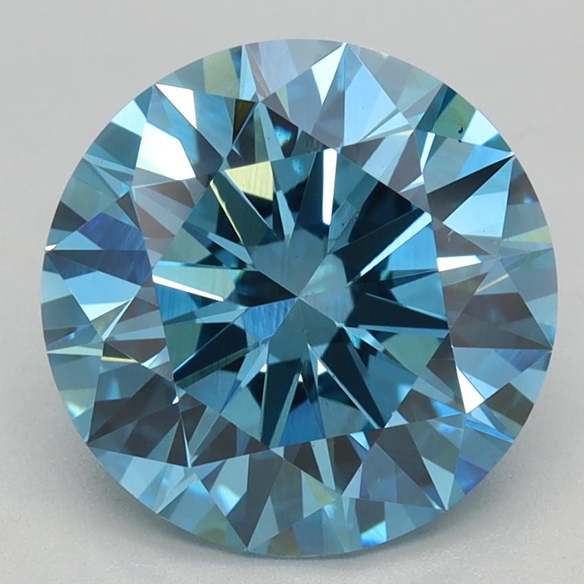 3.08 Ct. Fancy Vivid Blue Round Lab Grown Diamond