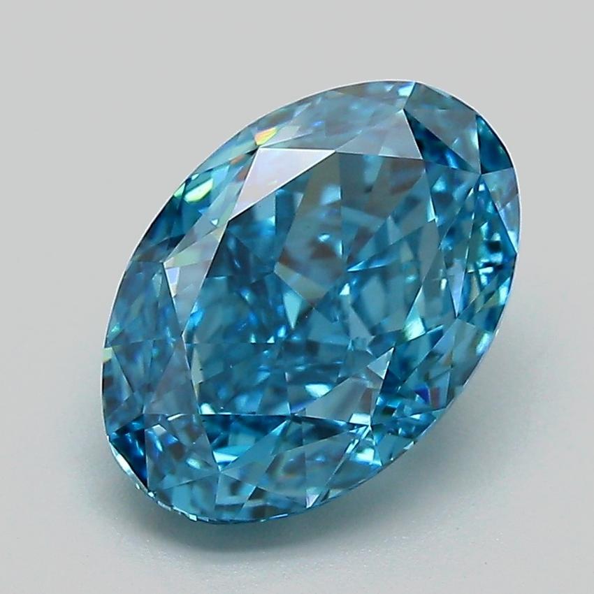 3.10 Ct. Fancy Vivid Blue Oval Lab Grown Diamond