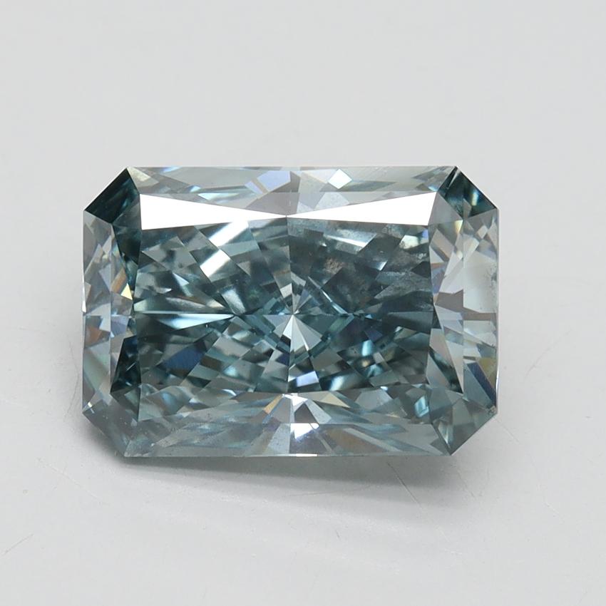 3.12 Ct. Fancy Vivid Greenish Blue Radiant Lab Grown Diamond