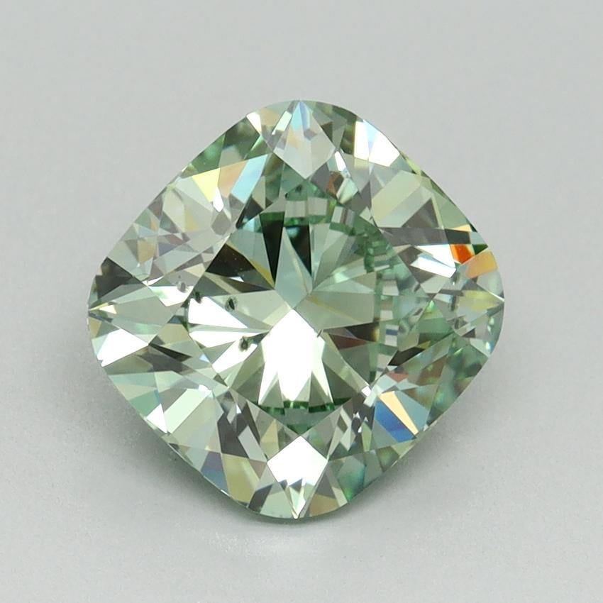 2.52 Ct. Fancy Vivid Green Cushion Lab Grown Diamond