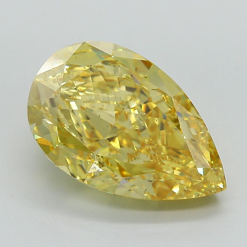 8.68 Ct. Fancy Vivid  Yellow Pear Lab Grown Diamond