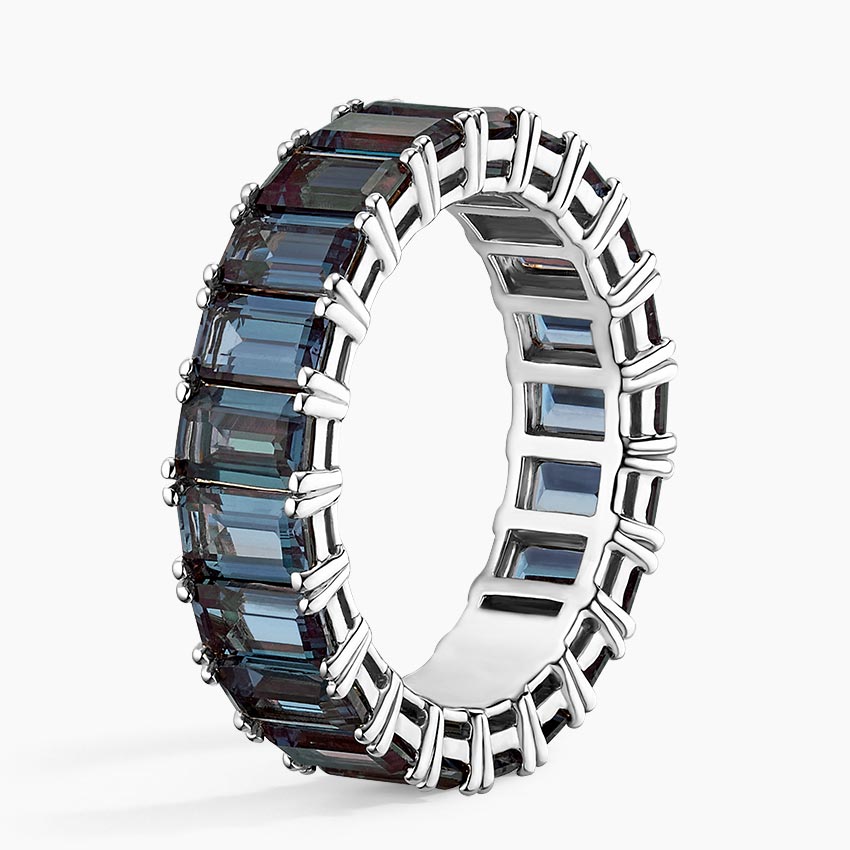 18K White Gold Eternity Lab Alexandrite Cocktail Ring