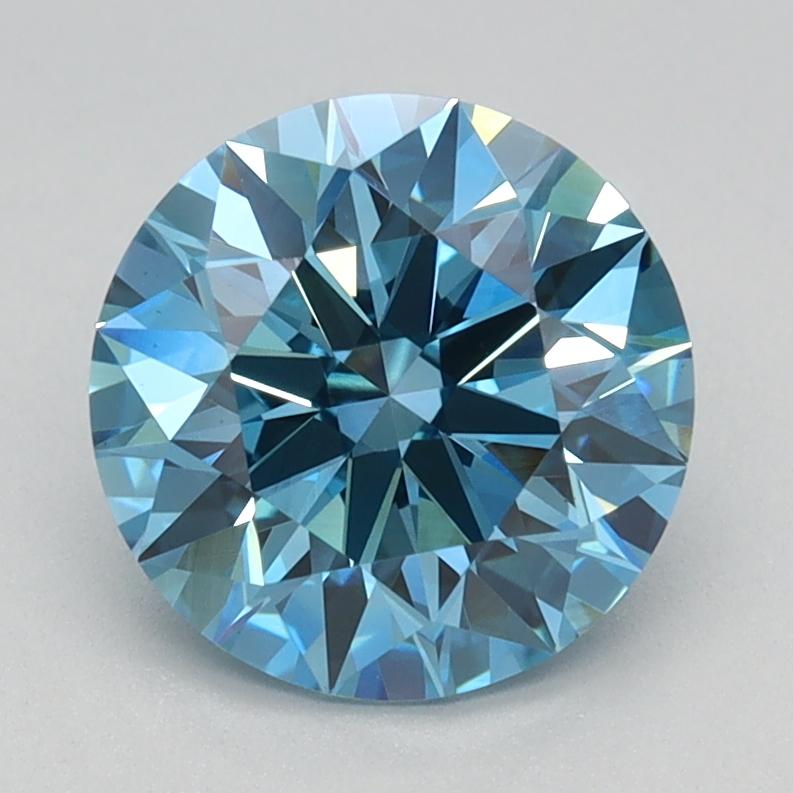 1.71 Ct. Fancy Vivid Blue Round Lab Grown Diamond