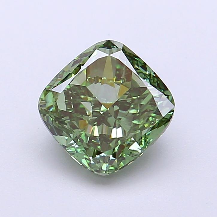 1.77 Ct. Fancy Green Vivid Cushion Lab Grown Diamond