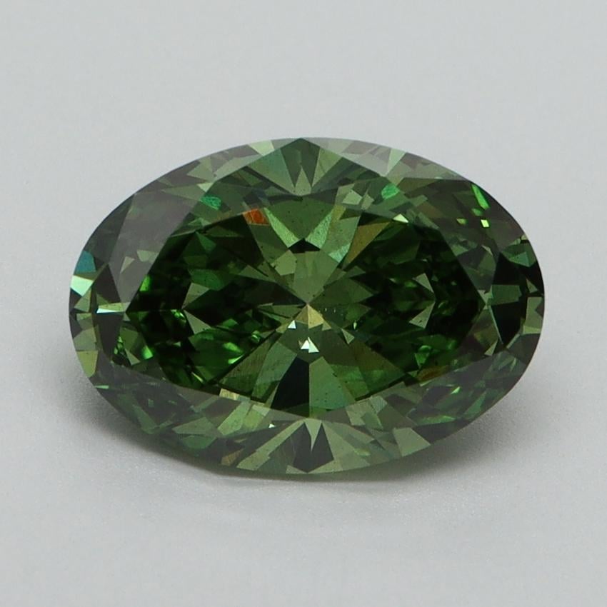2.12 Ct. Fancy Vivid Green Oval Lab Grown Diamond