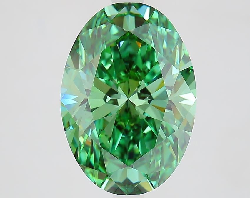 4.03 Ct. Fancy Vivid Green Oval Lab Grown Diamond