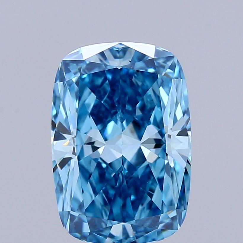 1.68 Ct. Fancy Vivid  Blue Cushion Lab Grown Diamond
