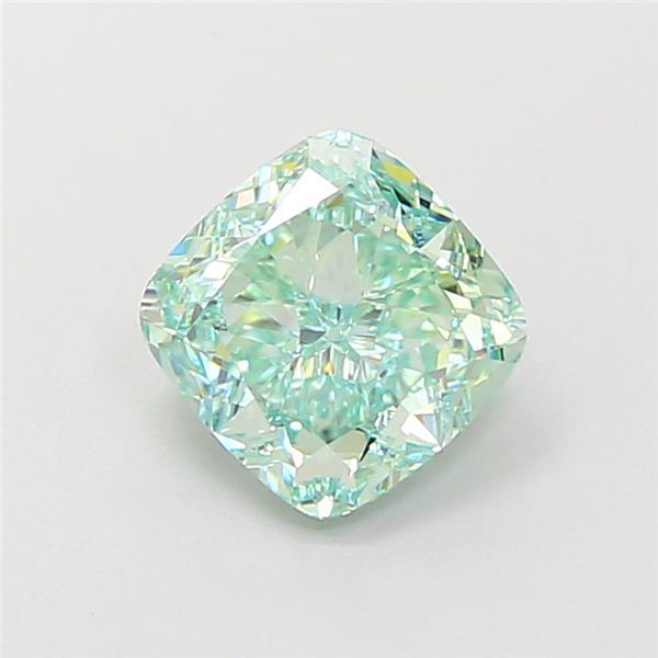 1.34 Ct. Fancy Vivid  Green Cushion Lab Grown Diamond