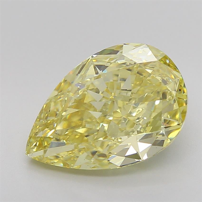 4.35 Ct. Fancy Vivid  Yellow Pear Lab Grown Diamond