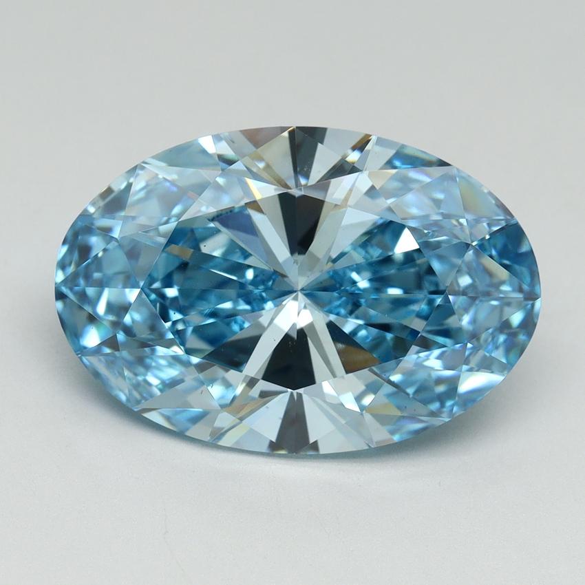 7.03 Ct. Fancy Vivid Blue Oval Lab Grown Diamond