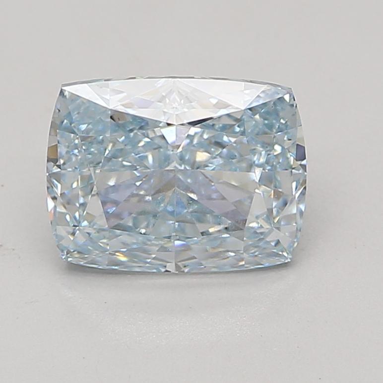 3.08 Ct. Fancy Intense Greenish Blue Cushion Lab Grown Diamond