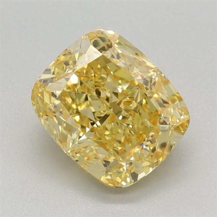 1.19 Ct. Fancy Vivid Yellow Cushion Lab Grown Diamond