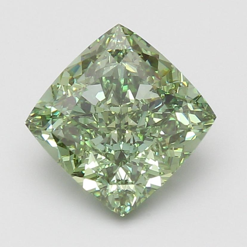 4.10 Ct. Fancy Vivid Green Cushion Lab Grown Diamond