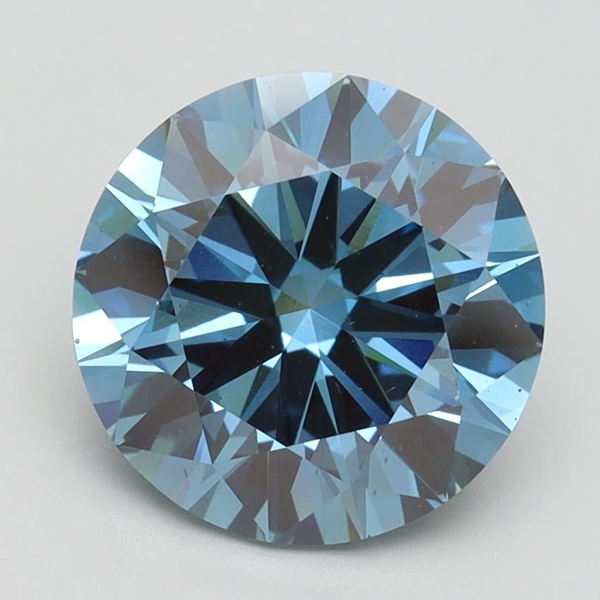 3.00 Ct. Fancy Vivid Blue Round Lab Grown Diamond