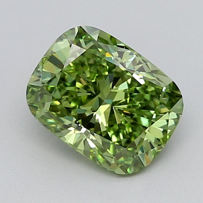 1.09 Ct. Fancy Vivid  Green Cushion Lab Grown Diamond
