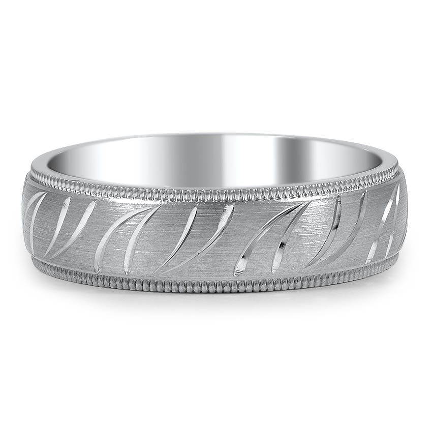 Custom Matte Milgrain Wedding Ring with Eternity Hand Engraved Detail