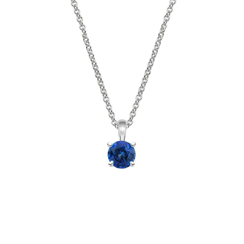 Four-Prong Blue Sapphire Necklace 