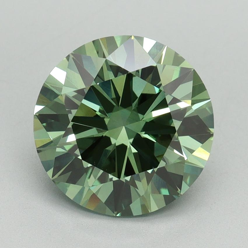 3.04 Ct. Fancy Vivid Green Round Lab Grown Diamond