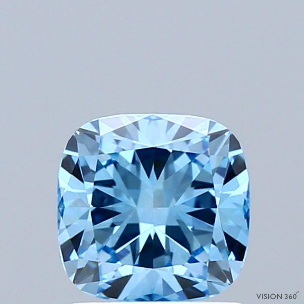 1.07 Ct. Fancy Vivid Blue Cushion Lab Grown Diamond