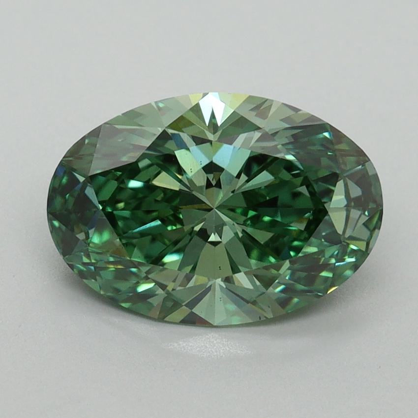 2.39 Ct. Fancy Vivid Green Oval Lab Grown Diamond