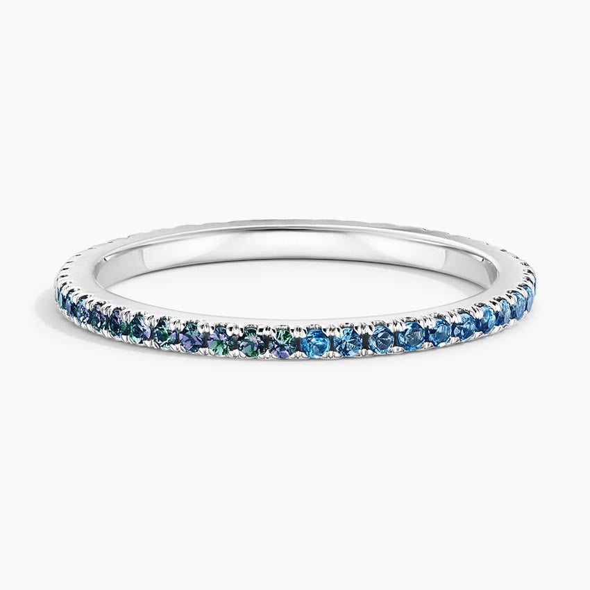 1 1/2 CT TGW London Blue Topaz and 1/6 CT TDW Diamond Five Stone Ring in  14k White Gold - CBG001610