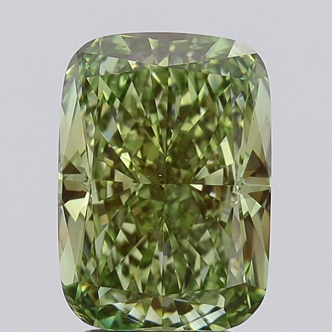 4.00 Ct. Fancy Vivid Green Cushion Lab Grown Diamond